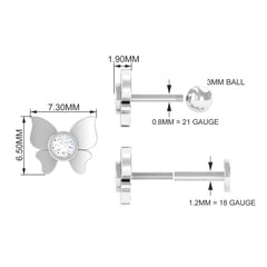 Diamond Butterfly Earring for Helix Piercing