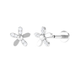 Simple Diamond Floral Earring for Cartilage Piercing