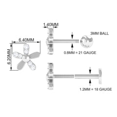 Simple Diamond Floral Earring for Cartilage Piercing