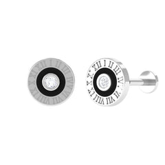 Diamond Clock Earring for Cartilage Piercing