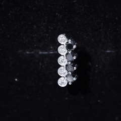 Minimal Black Onyx and Moissanite Bar Cartilage Earring