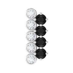 Minimal Black Onyx and Moissanite Bar Cartilage Earring