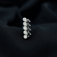 Minimal Black Onyx and Moissanite Bar Cartilage Earring