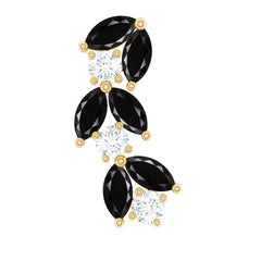 Marquise Black Onyx and Moissanite Leaf Ear Crawler Earring