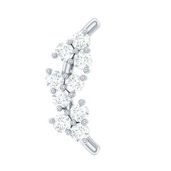 Natural Round Diamond Cluster Curved Helix Earring