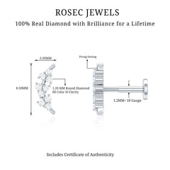 Natural Round Diamond Cluster Curved Helix Earring
