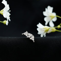 Natural Round Diamond Cluster Curved Helix Earring
