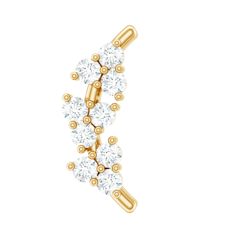Natural Round Diamond Cluster Curved Helix Earring