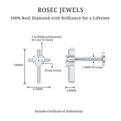 Round Natural Diamond Cross Helix Earring