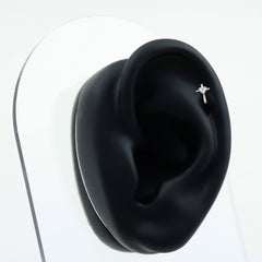 Round Natural Diamond Cross Helix Earring