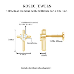 Round Natural Diamond Cross Helix Earring