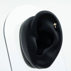 Round Natural Diamond Cross Helix Earring