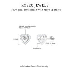 Certified Moissanite Love Heart Earring for Helix Piercing