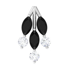 Marquise Black Onyx Leaf Cartilage Earring with Certificate