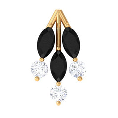 Marquise Black Onyx Leaf Cartilage Earring with Certificate