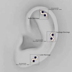 Blue Sapphire and Moissanite Zig Zag Helix Earring