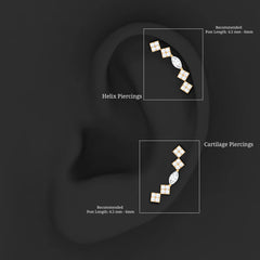 Certified Moissanite Curved Helix Piercing Earring