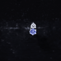 Round Cut Tanzanite Diamond Two Stone Conch Earring
