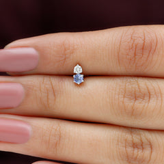 Round Cut Tanzanite Diamond Two Stone Conch Earring