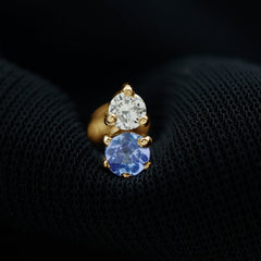 Round Cut Tanzanite Diamond Two Stone Conch Earring