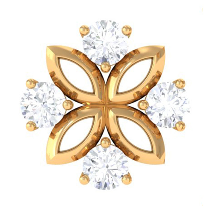 Round Moissanite Flower Earring for Cartilage Piercing