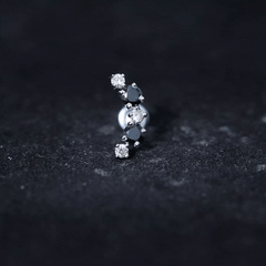 Alternate Black Onyx and Moissanite Crawler Earring
