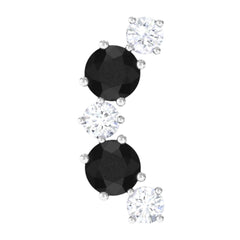 Alternate Black Onyx and Moissanite Crawler Earring