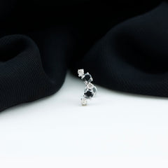 Alternate Black Onyx and Moissanite Crawler Earring