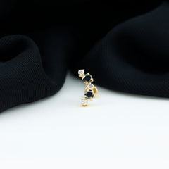 Alternate Black Onyx and Moissanite Crawler Earring