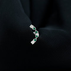 Round Cut Diamond Crawler Helix Earring with Green Enamel