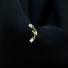 Round Cut Diamond Crawler Helix Earring with Green Enamel