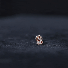 Round Cut Garnet and Diamond Pizza Slice Helix Earring
