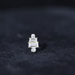 Baguette and Round Moissanite Designer Earring for Helix Piercing