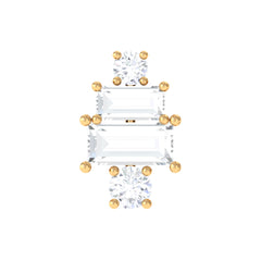 Baguette and Round Moissanite Designer Earring for Helix Piercing