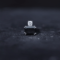 Lab Grown Black Diamond and Moissanite Helix Piercing Earring