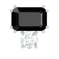 Lab Grown Black Diamond and Moissanite Helix Piercing Earring