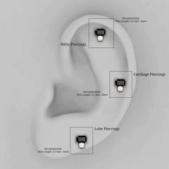 Lab Grown Black Diamond and Moissanite Helix Piercing Earring