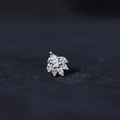 Marquise Moissanite Cluster Leaf Earring for Cartilage Piercing