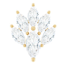 Marquise Moissanite Cluster Leaf Earring for Cartilage Piercing