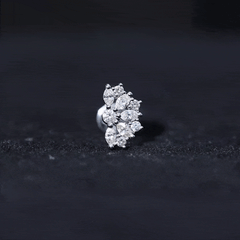 Natural Marquise and Round Diamond Floral Cartilage Earring