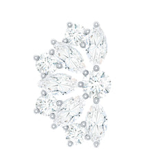 Natural Marquise and Round Diamond Floral Cartilage Earring