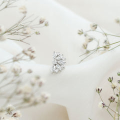 Natural Marquise and Round Diamond Floral Cartilage Earring