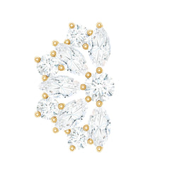 Natural Marquise and Round Diamond Floral Cartilage Earring