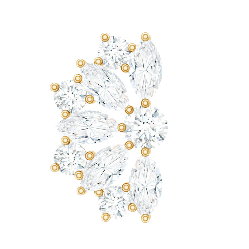 Natural Marquise and Round Diamond Floral Cartilage Earring
