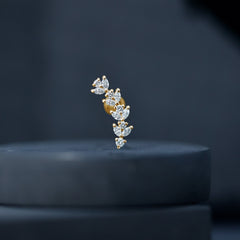 Marquise and Round Moissanite Leaf Helix Earring