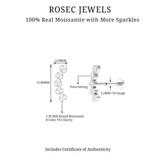 Certified Moissanite Heart Curved Crawler Earring