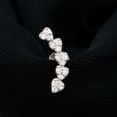 Certified Moissanite Heart Curved Crawler Earring