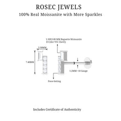Moissanite Unique Bar Earring for Tragus Piercing