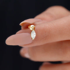 Marquise Diamond Cartilage Dangle Earring