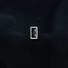 Baguette Cut Black Onyx Helix Earring in Bezel Setting
